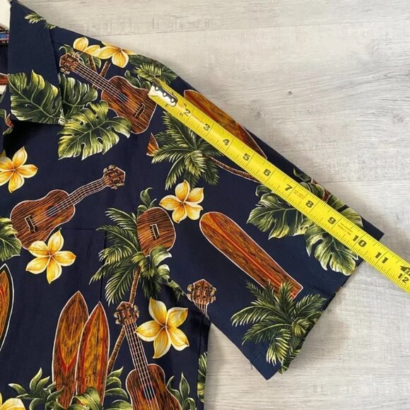 RJC Vintage Hawaiian Short Sleeve Shirt Style 102C Navy Floral Surfer - Picture 11 of 14